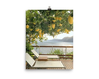 Estampado Costa de Amalfi, Estampado de limonero, Limones, Mar Mediterráneo, Italia landcape, Estampado de Amalfi, Positano, Sorrento, Fudore, Praiano