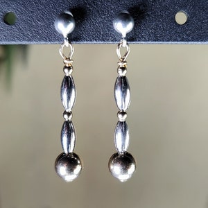 Gold Filled and Sterling Silver, Stud Dangle Earrings.