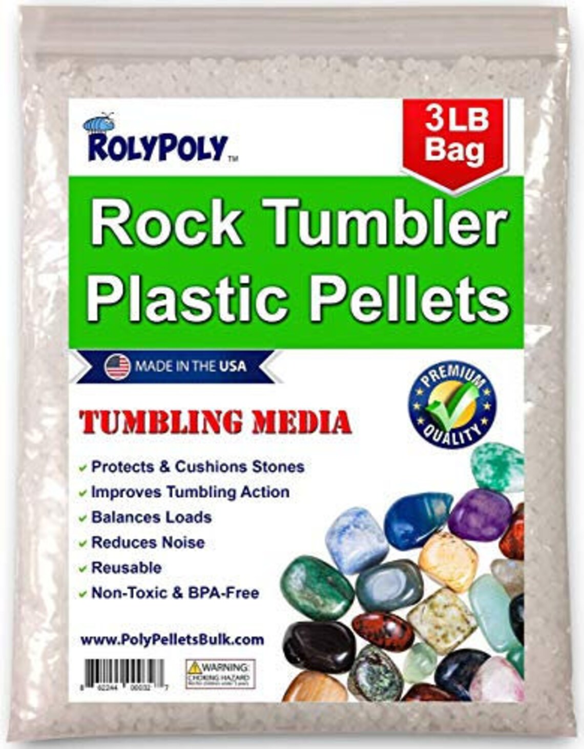 Plastic Pellets Rock Tumbling Media 3 LBS for Rock Tumbler, Stone