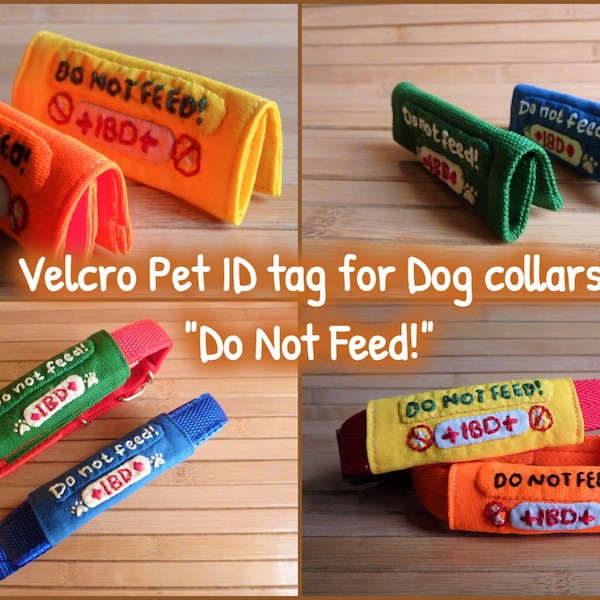 Velcro Haustier ID Tag, Nicht Füttern, I am on Diet, Hunde ID für Halsband, Hunde ID für Geschirr, Hundearzt, Ibd, Kranker Hund, personalisierter Tag