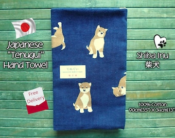Shiba Inu Japanese Tenugui Cotton Hand Towel (35"x13")