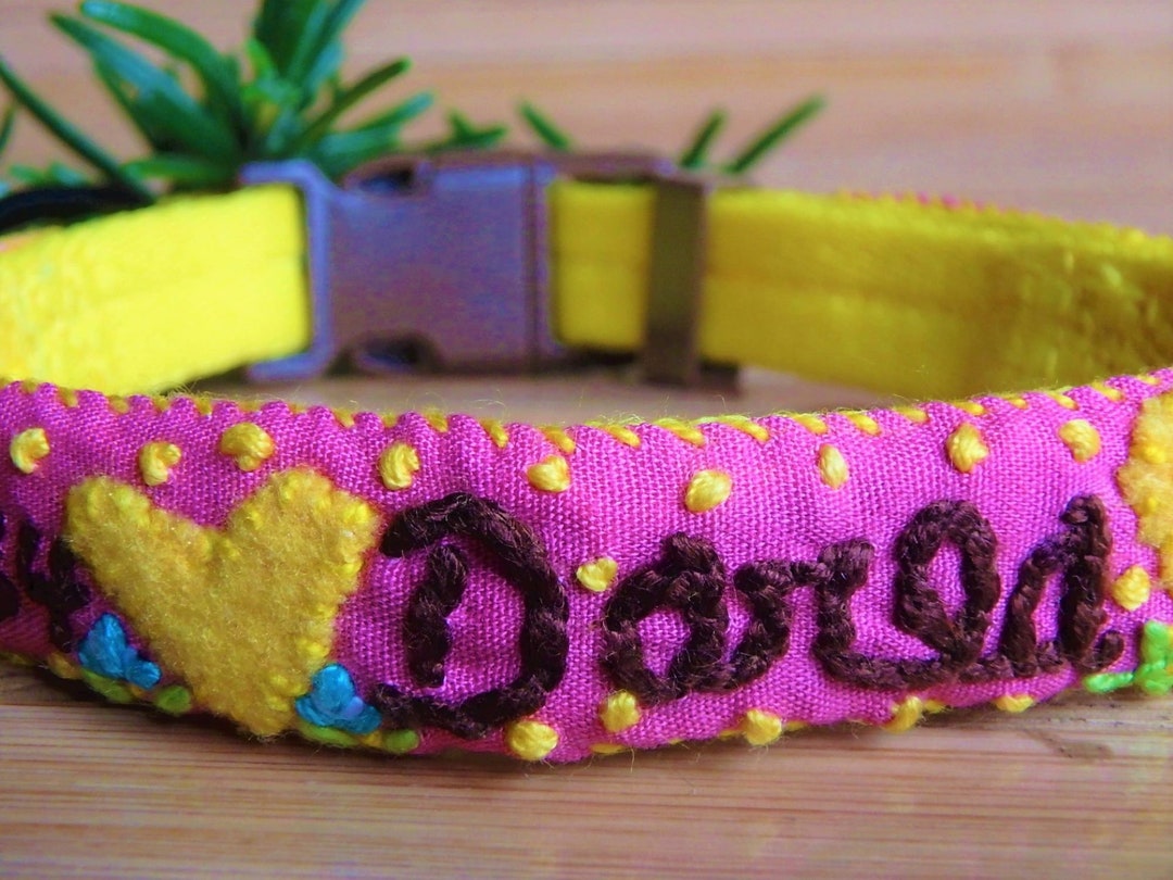 Dog Name Collar Dog Name Tag Dog ID Collar Personalized Dog Etsy