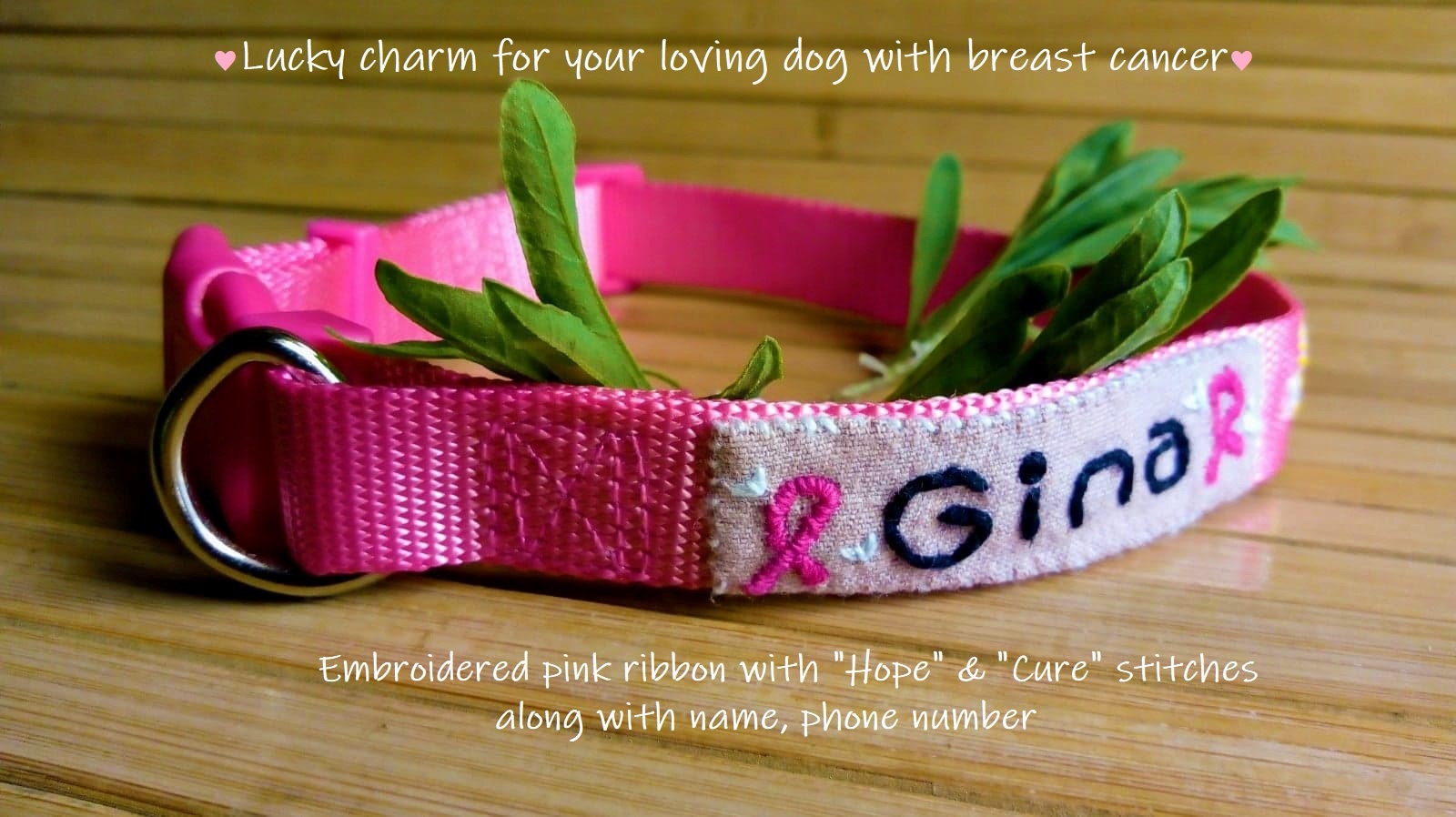 Dog Name Collar Personalized Dog Collar Breast Cancer Etsy