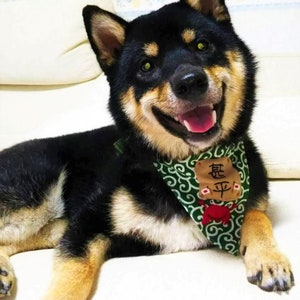 Japanese Dog Collar, Japanese Cat Collar, Karakusa Dog Collar, Karakusa Cat Collar, Dog Bandana, Cat Bandana, Shiba inu Dog Collar, Dog ID