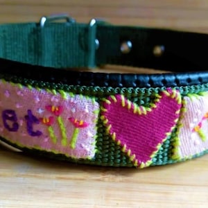 Hundehalsband, Namenshalsband für Hunde, Hundehalsband mit Namen, Personalisiertes Hundehalsband, Hand besticktes Hundehalsband
