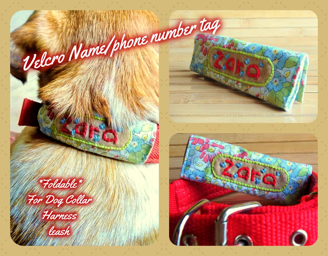 Velcro Dog Name Tag for Harness Velcro Dog ID Tag Custom ID Etsy