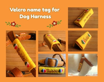 Étiquette de nom de chien Velcro pour harnais, étiquette d’identification de chien Velcro, ID personnalisée pour harnais, étiquette nominative personnalisée, collier de chien italien, drapeau italien, velcro