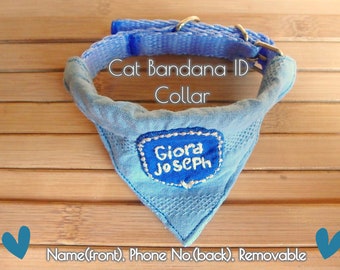Cat bandana Collar, Kitten Collar, Cat Bandana, Kitten Bandana, Small dog bandana, Blue Cat Collar, Blue Bandana Collar, Small Cat Collar