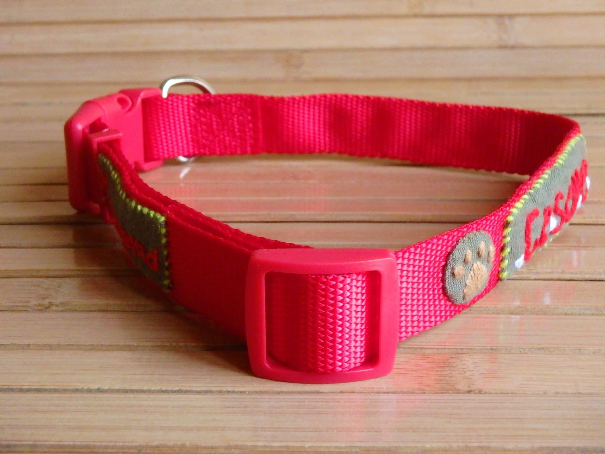 Dog Name Collar Dog ID Collar Dog Name Tag Personalized Dog Etsy