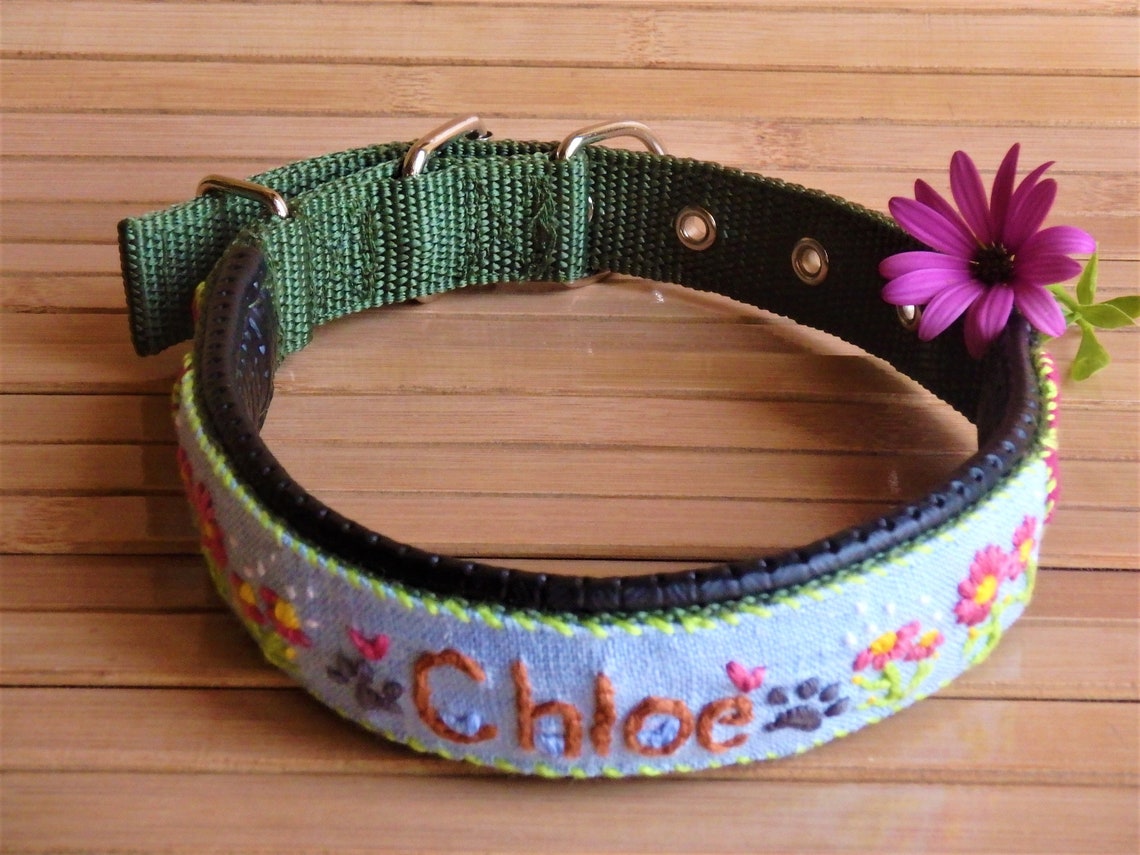 Dog Name Collar Dog Name Tag Collar Dog ID Collar Etsy