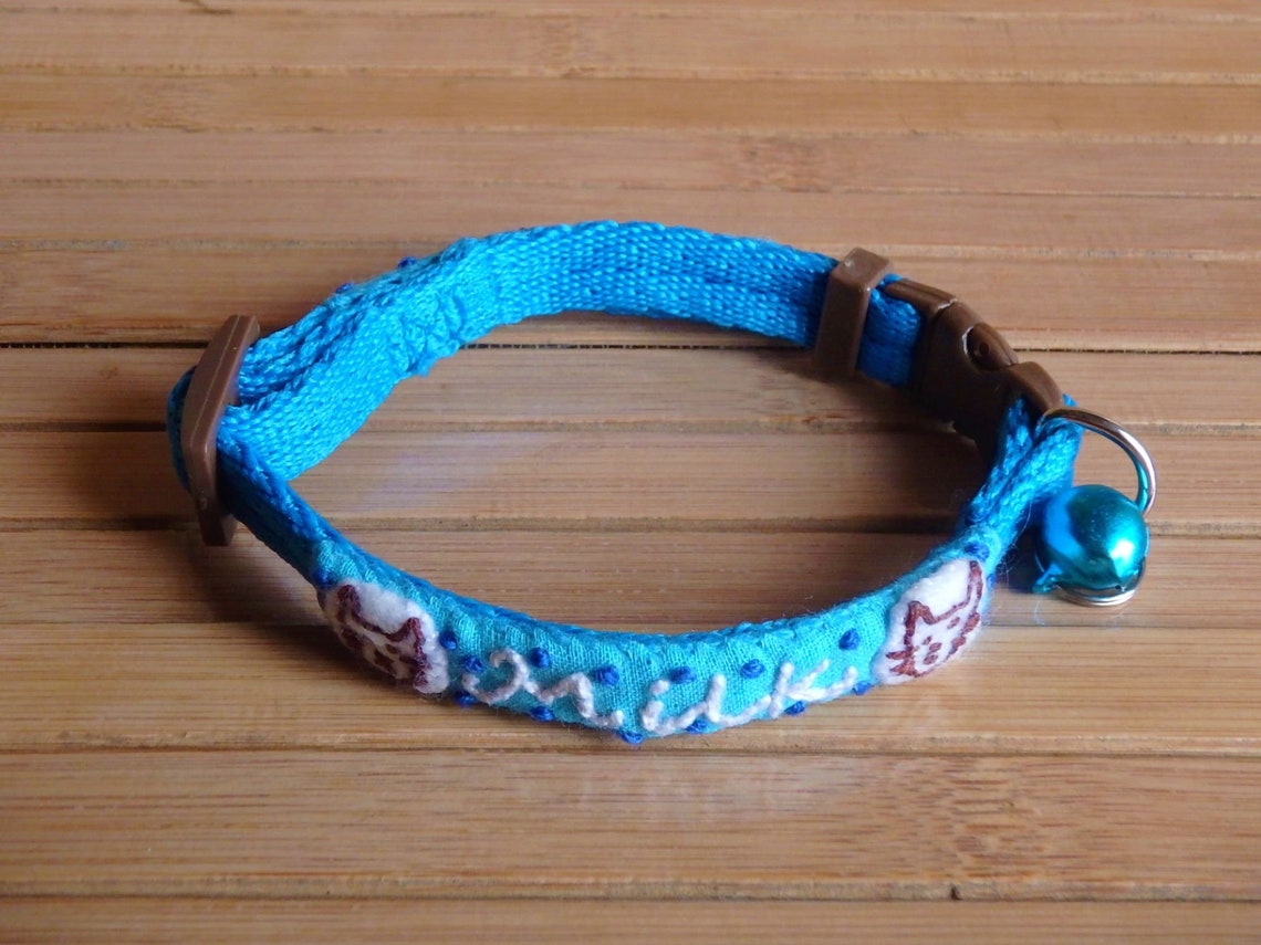 Cat Name Collar Cat Name Tag Cat ID Collar Personalized Cat Etsy