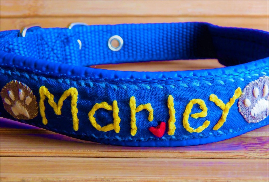 Dog Name Collar Dog Name Tag Collar Dog ID Collar Etsy