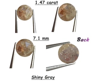 Grey Rustic Rose Cut Shiny Gray Natural Diamond 1.47 carat 7 mm Round Shape