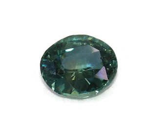 Unheated Blue Green Sapphire: 1.25 Carat Oval Gemstone