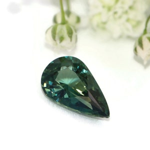 1 carat Pear Blue Green Teal Natural Sapphire Gemstone Loose for Custom Engagement Ring