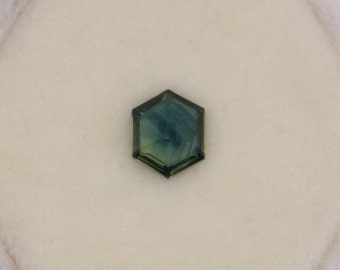 1.21 carat Hexagon Blue Green Parti Sapphire Stone Loose for Custom Fine Jewelry