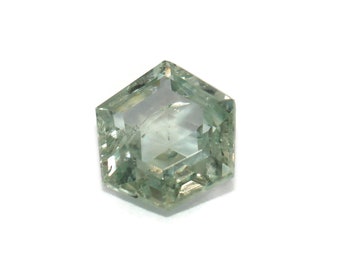 Hexagon Montana Sapphire, Loose Montana Sapphire Stone, Teal Gray Green Unheated Natural Montana Sapphire