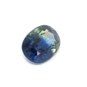1.6 carat Loose Green Blue Natural Sapphire Stone, Parti Blue Green Sapphire, Mermaid Oval Natural Peacock Sapphire
