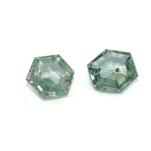Teal 1.14 carat Matching Pair Hexagon Montana Natural Sapphire for custom earrings