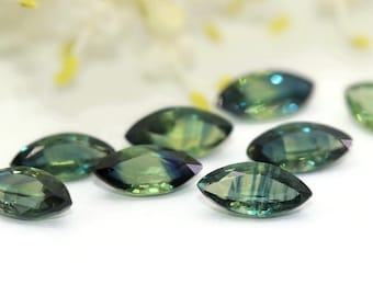 Loose Marquise Shape Blue Green Sapphire Stone 8 mm by 4 mm