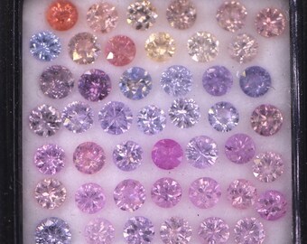 4 mm Round Loose Natural Sapphire Gemstone Colorful Pink Peach
