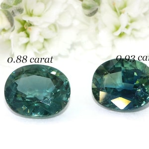 Matching Pair Blue Green Natural Sapphire Stone Loose Oval Shape