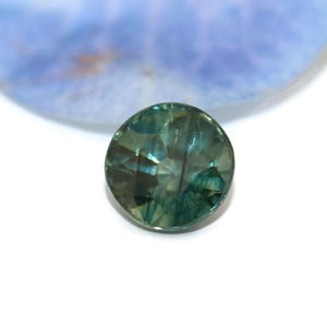 Loose Teal Blue Green Round Natural Sapphire Gemstone for Custom Made Engagement Ring