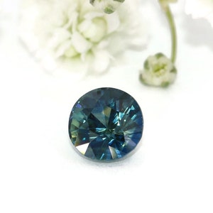 1 carat Round Teal Blue Green Natural Sapphire Gemstone for Custom Engagement Ring