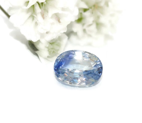1 carat Blue White Oval Sapphire Stone Loose