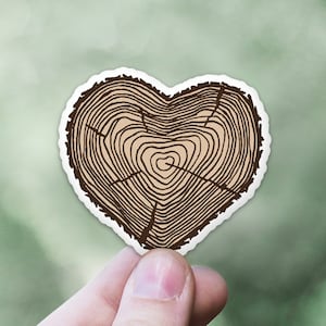 Tree Rings Heart Sticker | Nature Lover Vinyl Decal | Tree Hugger Laptop Sticker | Wood Rings Outdoor Adventure Pacific Northwest Gift