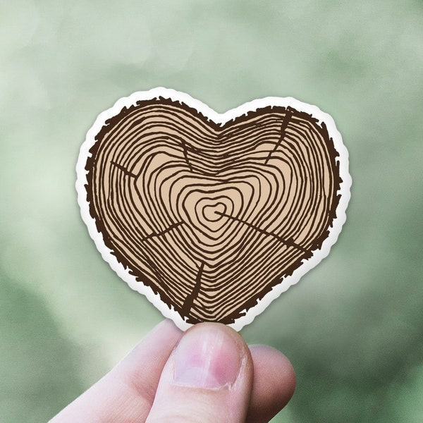 Tree Rings Heart Sticker | Nature Lover Vinyl Decal | Tree Hugger Laptop Sticker | Wood Rings Outdoor Adventure Pacific Northwest Gift