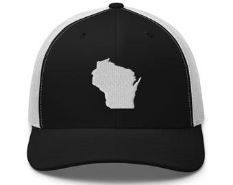 Wisconsin Trucker Cap, Wisconsin Souvenir Hat, Wisconsin Gift, Retro Style Hat for Men or Women, Moving to Wisconsin, I Love Wisconsin Gift