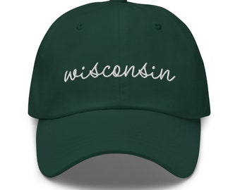 Wisconsin Embroidered Hat, Moving to Wisconsin Baseball Cap Gift, Wisconsin Home State Pride Dad Hat, Wisconsin Twill Cotton Canvas Hat