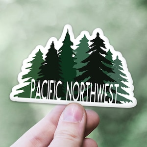 Pacific Northwest Forest Sticker | PNW Car Window Decal | PNW Trees Laptop Sticker | Oregon Washington Idaho Waterproof Decal | PNW Gift