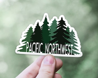 Pacific Northwest Forest Sticker | PNW Car Window Decal | PNW Trees Laptop Sticker | Oregon Washington Idaho Waterproof Decal | PNW Gift