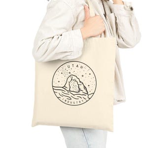 Utah State Motto Tote Bag, Utah Reusable Grocery Tote, Cotton Canvas Eco Friendly Bag, Moving To Utah Welcome Gift, Utah Home State Pride