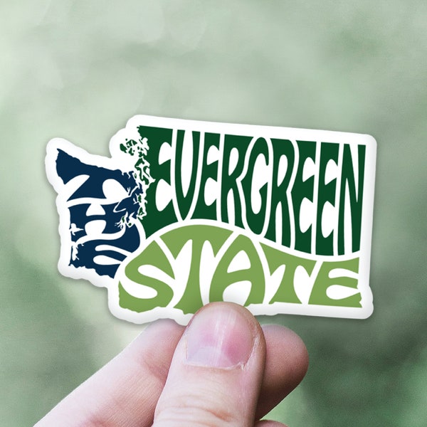 Washington State Sticker | Washington Nickname Waterproof Decal | The Evergreen State Laptop Sticker | Seattle Olympia Tacoma Spokane Gift