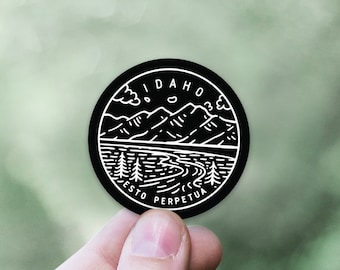 Idaho State Motto Sticker, Idaho Waterproof Circle Decal, Idaho Round Laptop Sticker, Boise Pocatello Sun Valley Coeur d'Alene Twin Falls