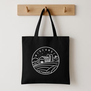 Wisconsin State Motto Tote Bag, Wisconsin Home State Pride Canvas Tote, Moving To Wisconsin Reusable Grocery Bag, Eco Friendly Gift