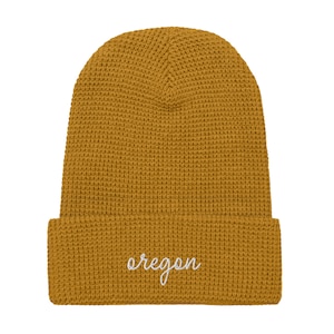 Oregon Knit Beanie | Oregon Vacation Embroidered Ski Cap | Oregon is Home Gift | Oregon Winter Hat | Mt Hood Mt Bachelor Portland Eugene Hat