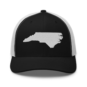 North Carolina Trucker Cap, North Carolina Embroidered Baseball Hat, North Carolina Vacation Gift, Retro Style Hat for Men or Women Present