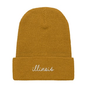 Illinois Knit Beanie | Visit Illinois Souvenir Waffle Knit Hat | Illinois Home State Pride Winter Cap | Moving to Illinois Christmas Gift