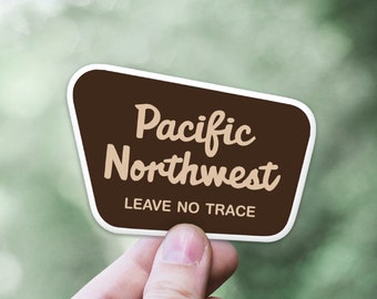 Pacific Northwest National Forest Sticker, National Park Laptop Sticker, PNW Camping Sign Sticker, Oregon Washington Idaho Waterproof Decal