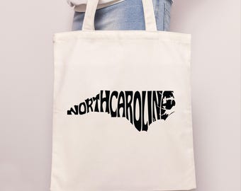 North Carolina State Shape Tote Bag, North Carolina Home State Pride Canvas Tote, Moving To North Carolina Gift, Back to School Present