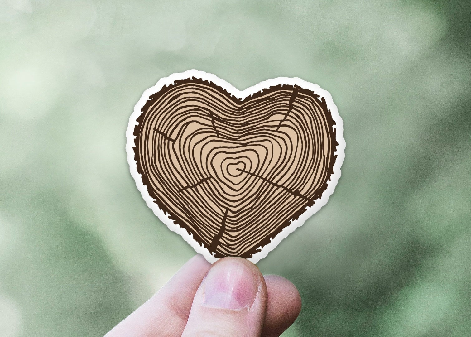 Tree Rings Heart Sticker | Nature Lover Vinyl Decal | Tree Hugger Laptop Sticker | Wood Rings Outdoor Adventure Pacific Northwest Gift