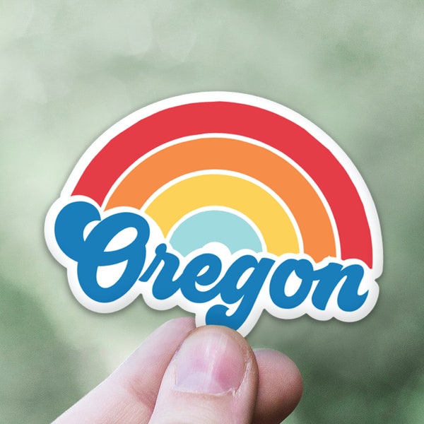 Oregon Rainbow Sticker | Retro Oregon Pride Rainbow Decal | Visit Oregon Souvenir | Vinyl Oregon Sticker for Laptop Water Bottle Car Window