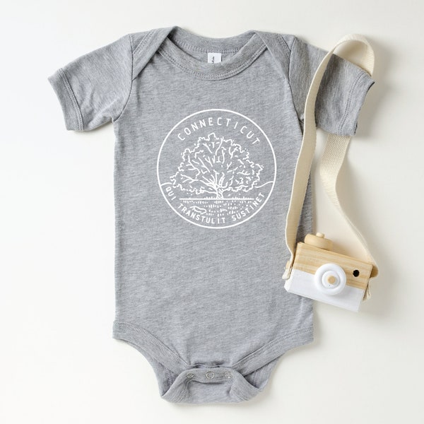 State Of Connecticut Baby Bodysuit | Connecticut Souvenir Infant Outfit | Home State Pride Kids Clothing | Connecticut Baby Shower Gift