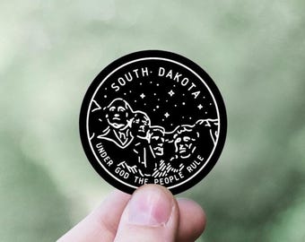 South Dakota State Motto Sticker, Under God The People Rule Circle Decal, South Dakota State Pride, South Dakota Waterproof Bumper Sticker