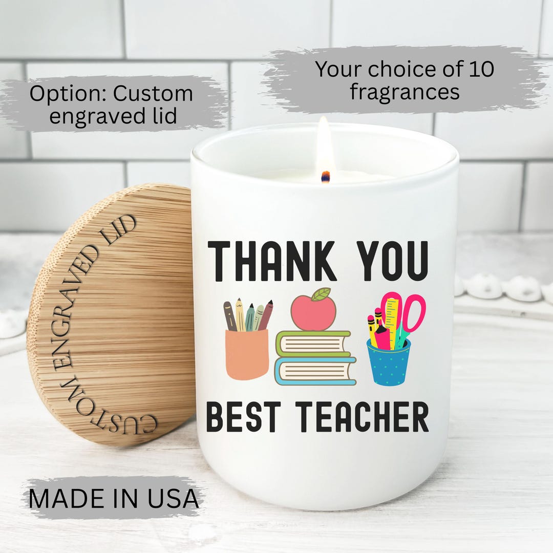 Personalized Teacher Thank You Candle,teacher Custom Appreciation Gift ...