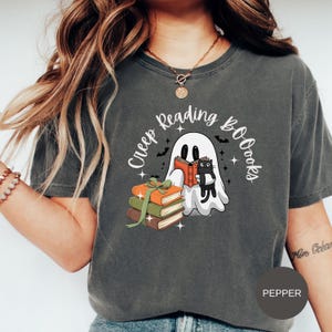 Retro Ghost Creep Reading Books Tshirt, Librarian Ghost Halloween, Halloween Teacher shirt, Halloween Shirt, Teacher Gift,